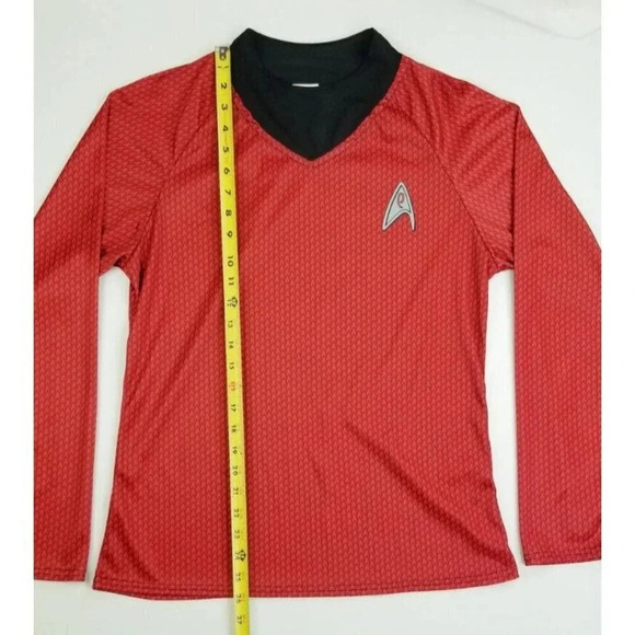 Rubies Small Star Trek Red Silver Chest Logo Scotty Long Sleeve Crew Neck Jersey - Picture 6 of 8